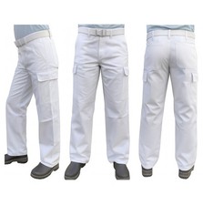 Mens White Cotton Trousers