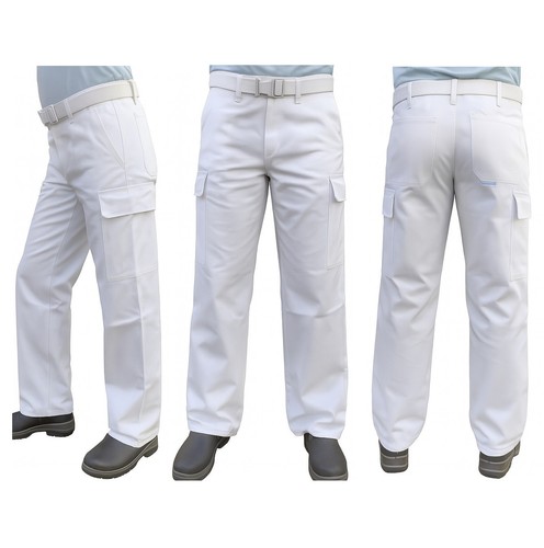 Mens white cotton trousers - white,