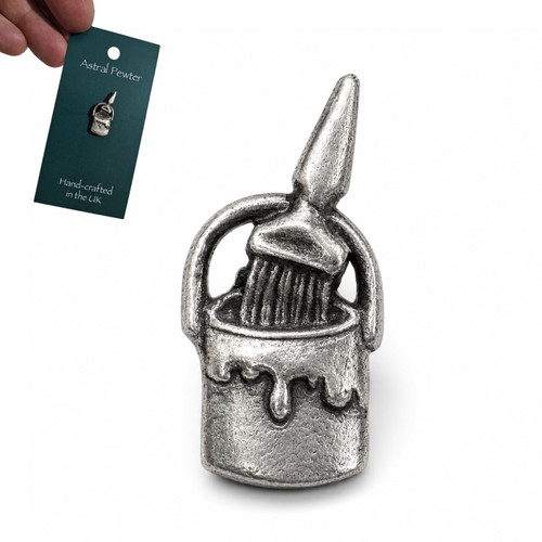Paint pot pin - paint, pewter