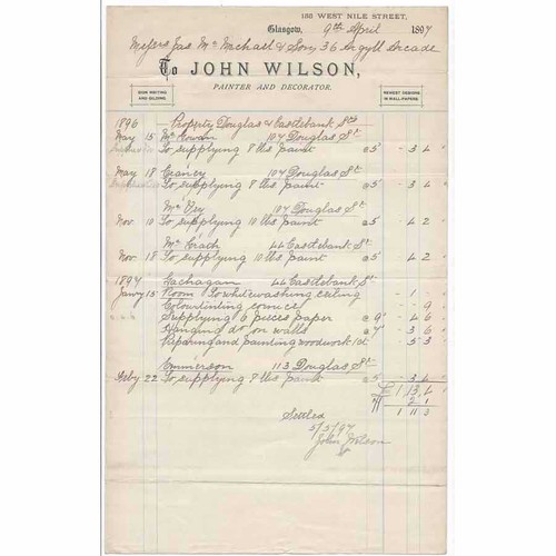 1897 billhead john wilson - john,