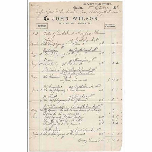 1898 billhead john wilson - billhead,,